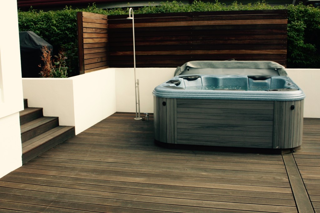 Hot tub and simple shower