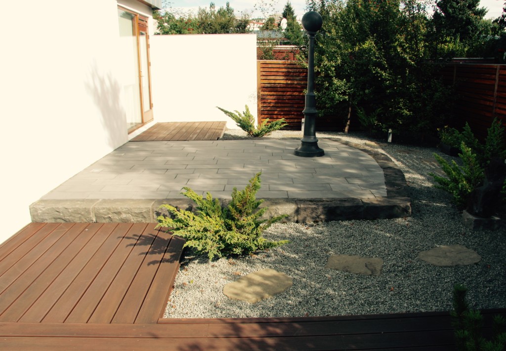 Floating basalt patio