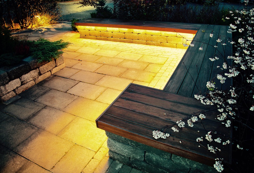 Stone bench with lighting